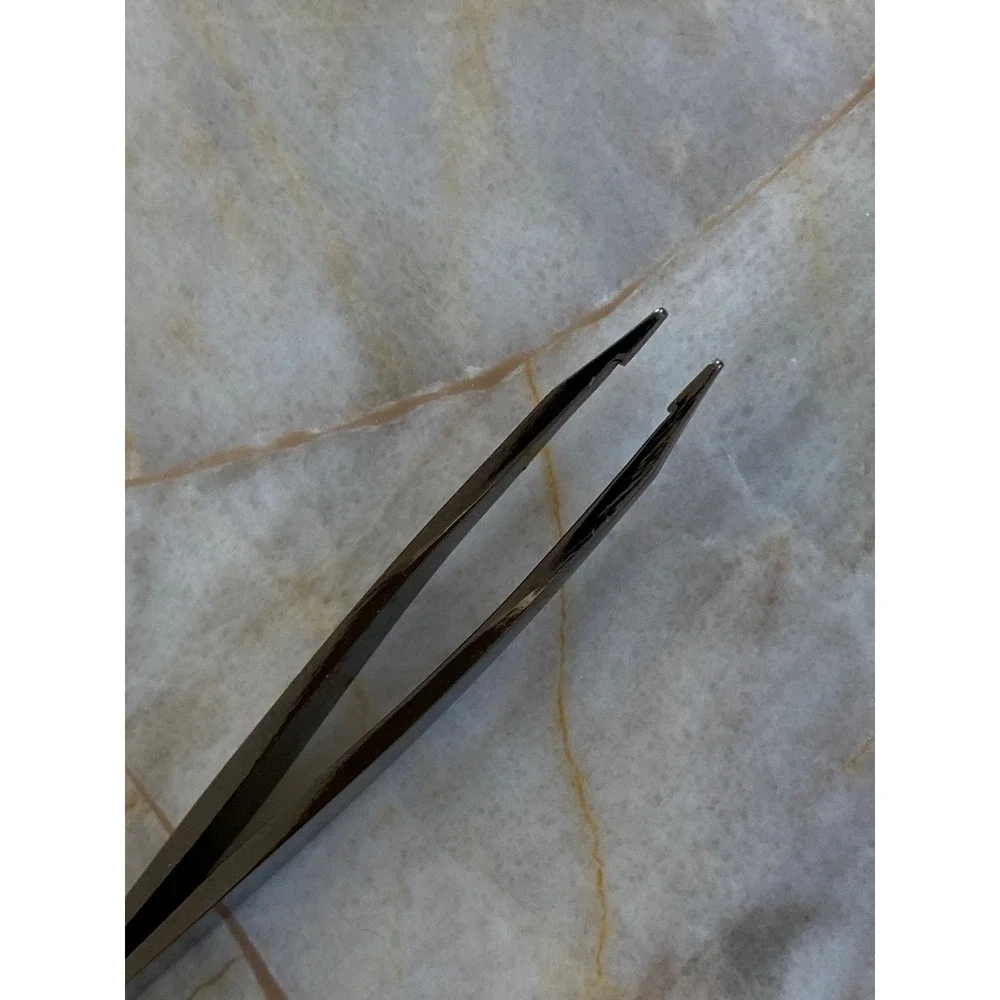 Japonesque Slant Tip Tweezers Gunmetal Stainless Steel Precision Grooming Tool